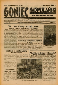 Goniec Nadwiślański: Głos Pomorski: Niezależne pismo poranne, poświęcone sprawom stanu średniego 1938.03.05-06. R.14 Nr53A