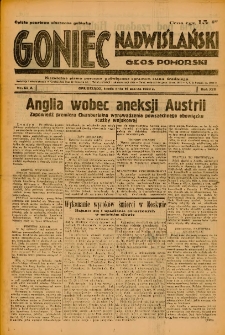 Goniec Nadwiślański: Głos Pomorski: Niezależne pismo poranne, poświęcone sprawom stanu średniego 1938.03.16 R.14 Nr62A