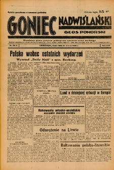 Goniec Nadwiślański: Głos Pomorski: Niezależne pismo poranne, poświęcone sprawom stanu średniego 1938.03.23 R.14 Nr68A