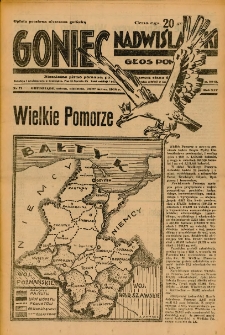 Goniec Nadwiślański: Głos Pomorski: Niezależne pismo poranne, poświęcone sprawom stanu średniego 1938.03.26-27. R.14 Nr71A