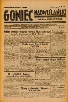 Goniec Nadwiślański: Głos Pomorski: Niezależne pismo poranne, poświęcone sprawom stanu średniego 1938.04.04 R.14 Nr78A