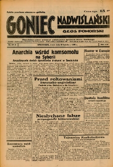 Goniec Nadwiślański: Głos Pomorski: Niezależne pismo poranne, poświęcone sprawom stanu średniego 1938.04.13 R.14 Nr87A
