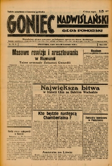 Goniec Nadwiślański: Głos Pomorski: Niezależne pismo poranne, poświęcone sprawom stanu średniego 1938.04.20 R.14 Nr91A