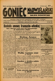 Goniec Nadwiślański: Głos Pomorski: Niezależne pismo poranne, poświęcone sprawom stanu średniego 1938.04.22 R.14 Nr93A