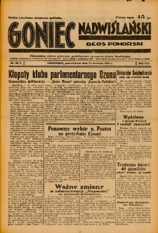 Goniec Nadwiślański: Głos Pomorski: Niezależne pismo poranne, poświęcone sprawom stanu średniego 1938.04.25 R.14 Nr95A