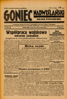 Goniec Nadwiślański: Głos Pomorski: Niezależne pismo poranne, poświęcone sprawom stanu średniego 1938.04.26 R.14 Nr96A