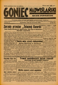 Goniec Nadwiślański: Głos Pomorski: Niezależne pismo poranne, poświęcone sprawom stanu średniego 1938.04.29 R.14 Nr99A