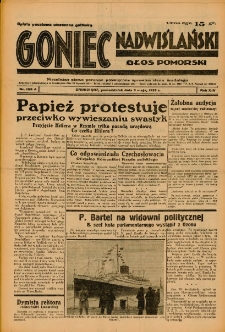 Goniec Nadwiślański: Głos Pomorski: Niezależne pismo poranne, poświęcone sprawom stanu średniego 1938.05.09 R.14 Nr106A