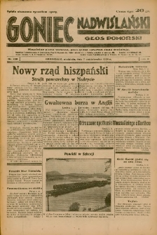 Goniec Nadwiślański: Głos Pomorski: Niezależne pismo poranne, poświęcone sprawom stanu średniego 1934.10.07 R.10 Nr230