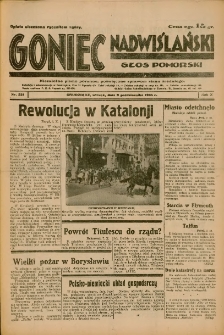 Goniec Nadwiślański: Głos Pomorski: Niezależne pismo poranne, poświęcone sprawom stanu średniego 1934.10.09 R.10 Nr231