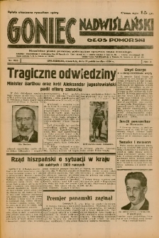 Goniec Nadwiślański: Głos Pomorski: Niezależne pismo poranne, poświęcone sprawom stanu średniego 1934.10.11 R.10 Nr233