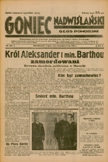 Goniec Nadwiślański: Głos Pomorski: Niezależne pismo poranne, poświęcone sprawom stanu średniego 1934.10.12 R.10 Nr234