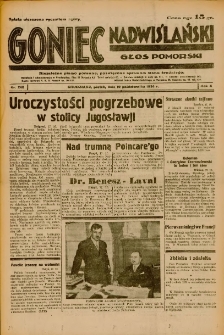 Goniec Nadwiślański: Głos Pomorski: Niezależne pismo poranne, poświęcone sprawom stanu średniego 1934.10.19 R.10 Nr240