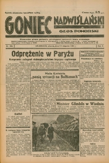 Goniec Nadwiślański: Głos Pomorski: Niezależne pismo poranne, poświęcone sprawom stanu średniego 1934.11.06 R.10 Nr254