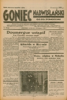 Goniec Nadwiślański: Głos Pomorski: Niezależne pismo poranne, poświęcone sprawom stanu średniego 1934.11.10 R.10 Nr258