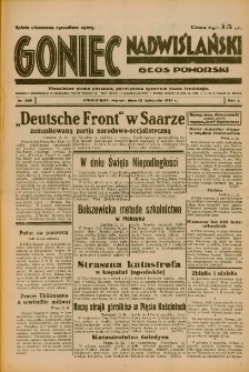 Goniec Nadwiślański: Głos Pomorski: Niezależne pismo poranne, poświęcone sprawom stanu średniego 1934.11.13 R.10 Nr260