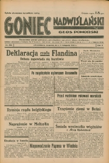 Goniec Nadwiślański: Głos Pomorski: Niezależne pismo poranne, poświęcone sprawom stanu średniego 1934.11.15 R.10 Nr262