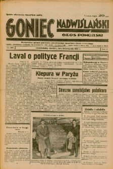 Goniec Nadwiślański: Głos Pomorski: Niezależne pismo poranne, poświęcone sprawom stanu średniego 1934.11.18 R.10 Nr265