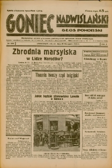 Goniec Nadwiślański: Głos Pomorski: Niezależne pismo poranne, poświęcone sprawom stanu średniego 1934.11.20 R.10 Nr266