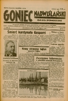 Goniec Nadwiślański: Głos Pomorski: Niezależne pismo poranne, poświęcone sprawom stanu średniego 1934.11.21 R.10 Nr267