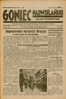 Goniec Nadwiślański: Głos Pomorski: Niezależne pismo poranne, poświęcone sprawom stanu średniego 1934.11.25 R.10 Nr271