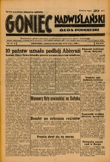 Goniec Nadwiślański: Głos Pomorski: Niezależne pismo poranne, poświęcone sprawom stanu średniego 1938.05.15/14 R.14 Nr111A