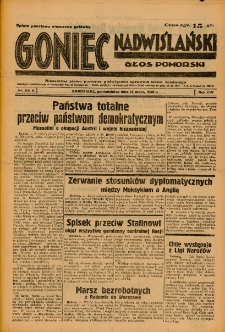 Goniec Nadwiślański: Głos Pomorski: Niezależne pismo poranne, poświęcone sprawom stanu średniego 1938.05.16 R.14 Nr112A