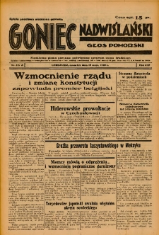Goniec Nadwiślański: Głos Pomorski: Niezależne pismo poranne, poświęcone sprawom stanu średniego 1938.05.19 R.14 Nr115A