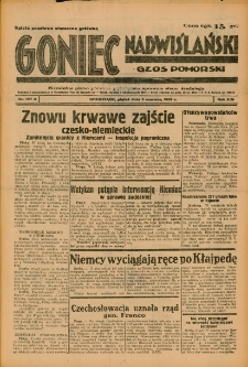 Goniec Nadwiślański: Głos Pomorski: Niezależne pismo poranne, poświęcone sprawom stanu średniego 1938.06.03 R.14 Nr127A