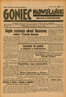 Goniec Nadwiślański: Głos Pomorski: Niezależne pismo poranne, poświęcone sprawom stanu średniego 1938.06.14 R.14 Nr135A