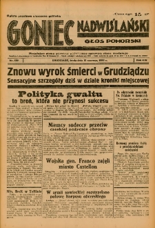 Goniec Nadwiślański: Głos Pomorski: Niezależne pismo poranne, poświęcone sprawom stanu średniego 1938.06.15 R.14 Nr136A