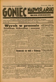 Goniec Nadwiślański: Głos Pomorski: Niezależne pismo poranne, poświęcone sprawom stanu średniego 1938.06.15 R.14 Nr137A