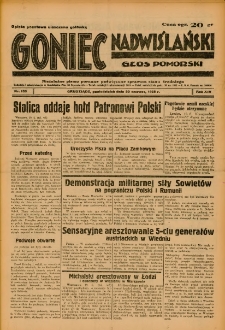 Goniec Nadwiślański: Głos Pomorski: Niezależne pismo poranne, poświęcone sprawom stanu średniego 1938.06.20 R.14 Nr139A