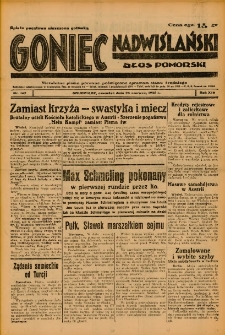 Goniec Nadwiślański: Głos Pomorski: Niezależne pismo poranne, poświęcone sprawom stanu średniego 1938.06.23 R.14 Nr142A