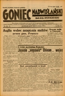 Goniec Nadwiślański: Głos Pomorski: Niezależne pismo poranne, poświęcone sprawom stanu średniego 1938.06.24 R.14 Nr143A