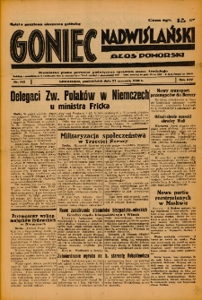 Goniec Nadwiślański: Głos Pomorski: Niezależne pismo poranne, poświęcone sprawom stanu średniego 1938.06.27 R.14 Nr145A