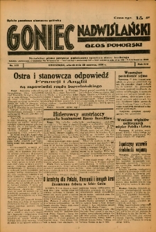 Goniec Nadwiślański: Głos Pomorski: Niezależne pismo poranne, poświęcone sprawom stanu średniego 1938.06.28 R.14 Nr146A