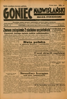 Goniec Nadwiślański: Głos Pomorski: Niezależne pismo poranne, poświęcone sprawom stanu średniego 1938.06.29-30 R.14 Nr147A