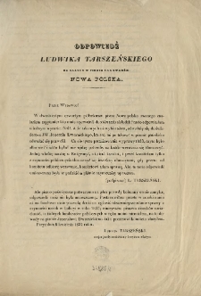 Odpowiedź Ludwika Tarszeńskiego na zarzut w piśmie tak zwanem: Nowa Polska