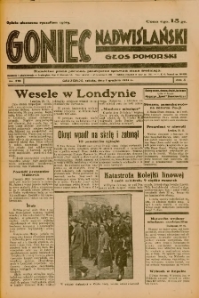 Goniec Nadwiślański: Głos Pomorski: Niezależne pismo poranne, poświęcone sprawom stanu średniego 1934.12.01 R.10 Nr276