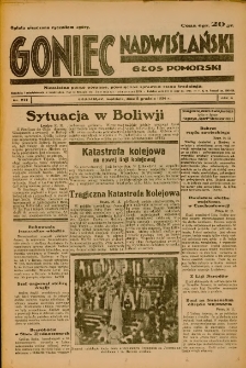 Goniec Nadwiślański: Głos Pomorski: Niezależne pismo poranne, poświęcone sprawom stanu średniego 1934.12.02 R.10 Nr277