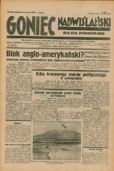Goniec Nadwiślański: Głos Pomorski: Niezależne pismo poranne, poświęcone sprawom stanu średniego 1934.12.05 R.10 Nr279