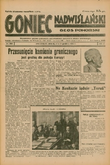 Goniec Nadwiślański: Głos Pomorski: Niezależne pismo poranne, poświęcone sprawom stanu średniego 1934.12.11 R.10 Nr283
