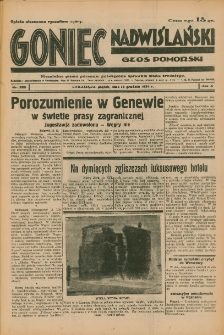 Goniec Nadwiślański: Głos Pomorski: Niezależne pismo poranne, poświęcone sprawom stanu średniego 1934.12.14 R.10 Nr286
