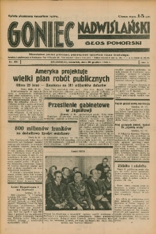 Goniec Nadwiślański: Głos Pomorski: Niezależne pismo poranne, poświęcone sprawom stanu średniego 1934.12.20 R.10 Nr291