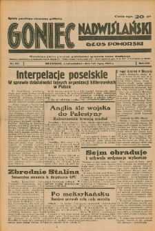 Goniec Nadwiślański: Głos Pomorski: Niezależne pismo poranne, poświęcone sprawom stanu średniego 1938.07.09-10 R.14 Nr155A