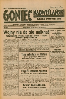 Goniec Nadwiślański: Głos Pomorski: Niezależne pismo poranne, poświęcone sprawom stanu średniego 1938.07.15 R.14 Nr160