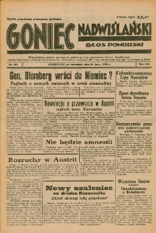 Goniec Nadwiślański: Głos Pomorski: Niezależne pismo poranne, poświęcone sprawom stanu średniego 1938.07.18 R.14 Nr162