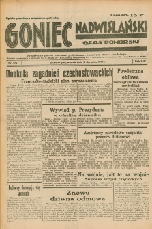 Goniec Nadwiślański: Głos Pomorski: Niezależne pismo poranne, poświęcone sprawom stanu średniego 1938.08.02 R.14 Nr175
