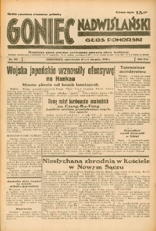 Goniec Nadwiślański: Głos Pomorski: Niezależne pismo poranne, poświęcone sprawom stanu średniego 1938.08.08 R.14 Nr180